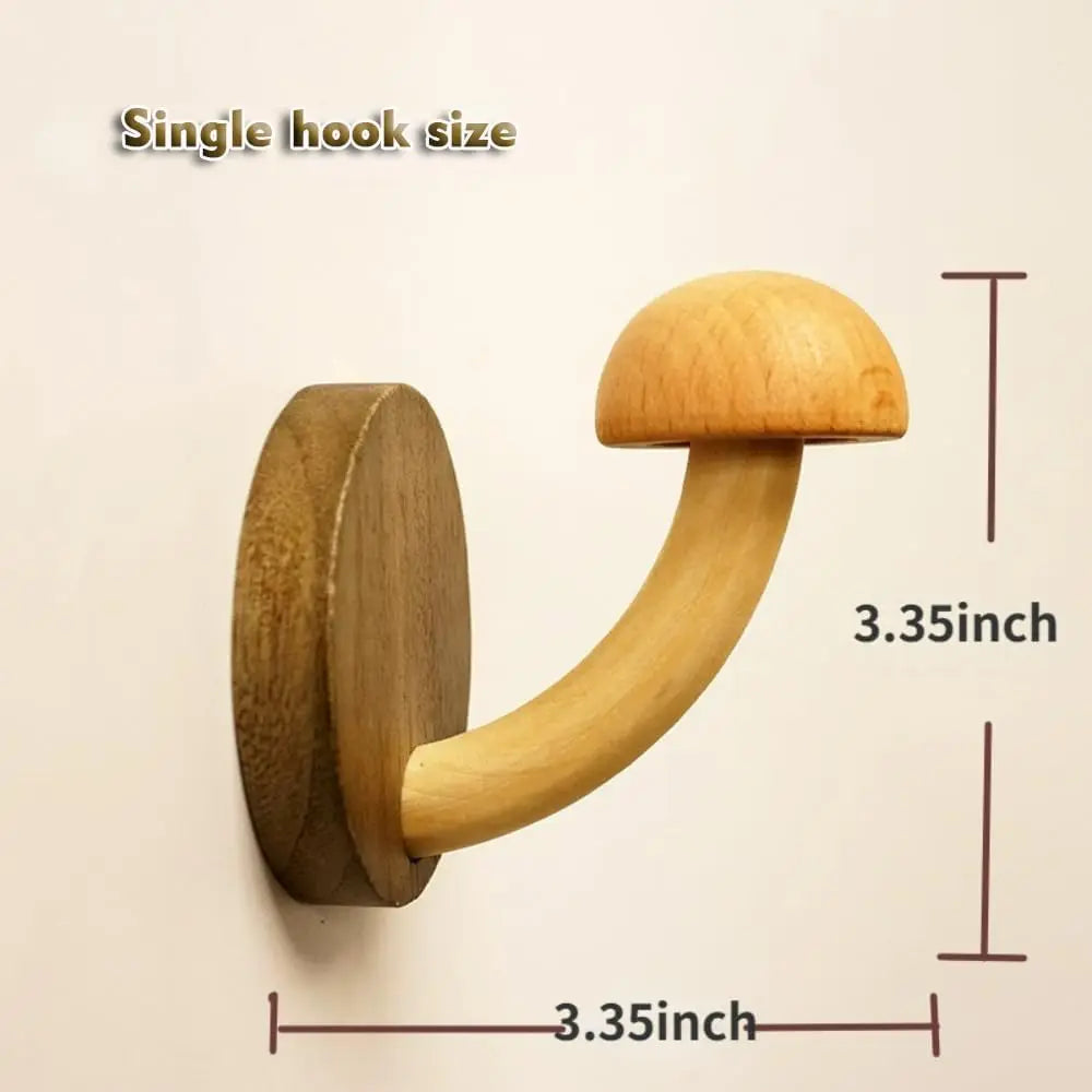 Mushroom Coat Hooks — Colorful Solid Wood Wall Set