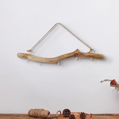 1 Wooden Driftwood Key Hanging Storage Rack, Wall-Mounted Jewelry Hook, Convenient for Storage, Neat and Aesthetically Pleasing, Suitable for Keys, Jewelry, Scarves, Hats, Bags, Etc., Mother's Day