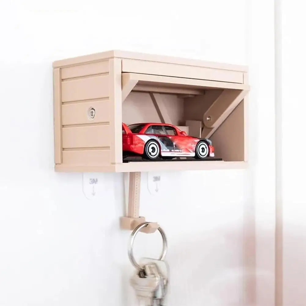 Miniature Garage Key Holder — Wall-Mounted with Opening Door
