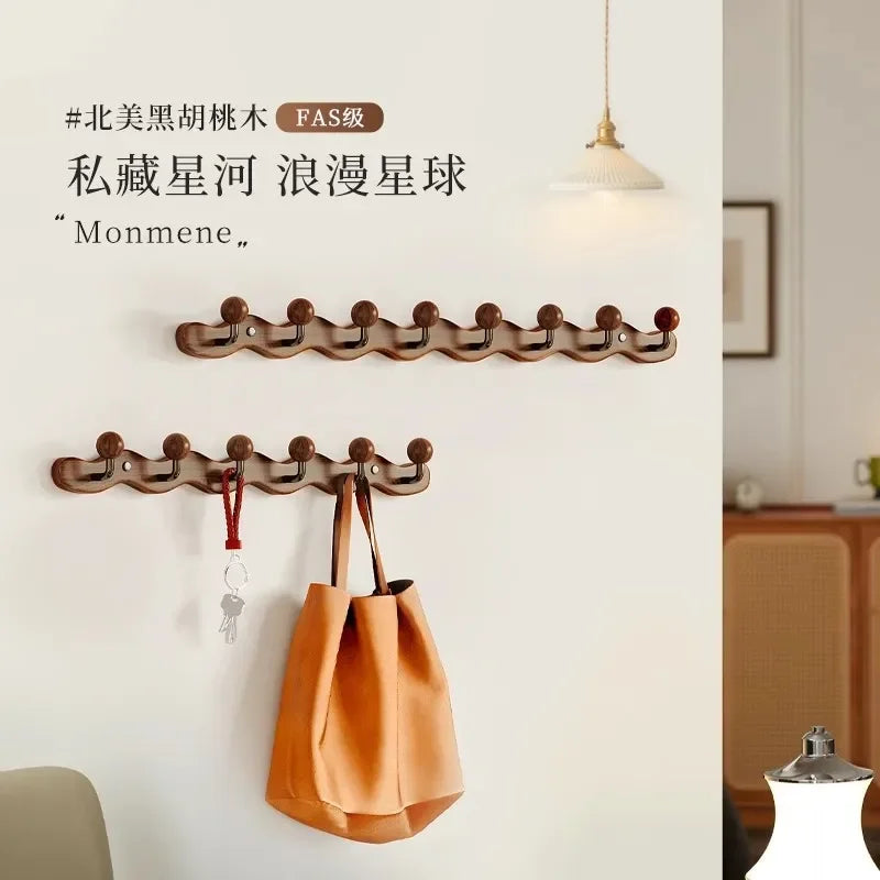 Solid Wood Coat Hook — Drill-Free Wall Mount