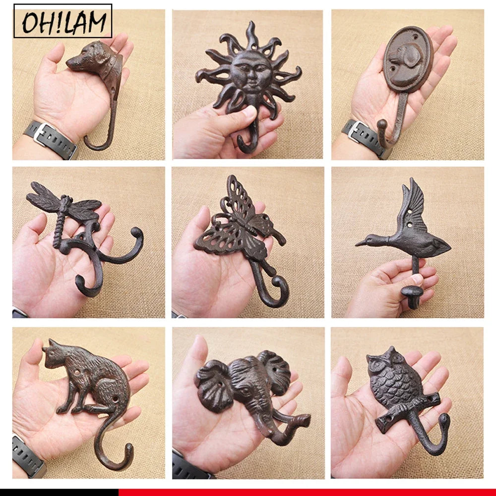 Antique Cast Iron Wall Hook — Rustic Style