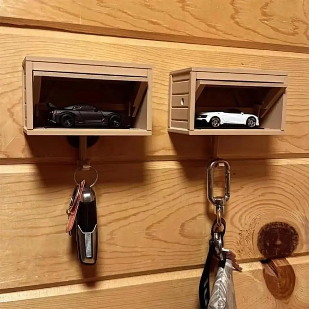 Miniature Garage Key Holder — Wall-Mounted with Opening Door