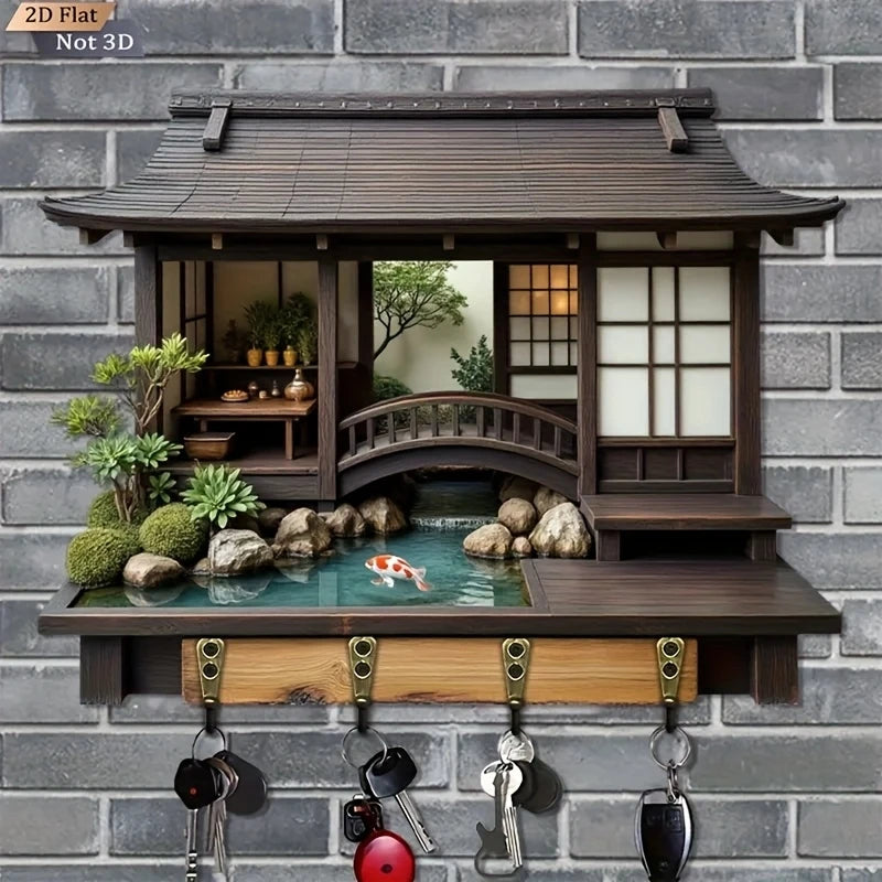 Wooden Key Hanger — Japanese Retro Style