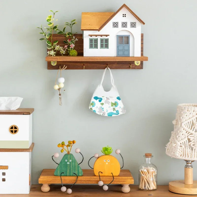 Creative Wall Hook Shelf — Entryway Key & Hat Organizer