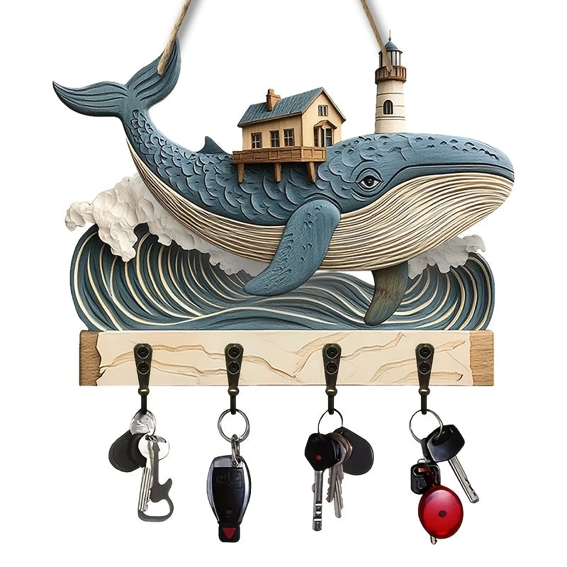 Whale Wooden Key Hanger — 2D Wall Decoration