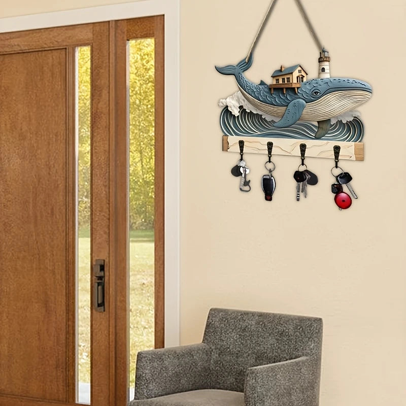 Whale Wooden Key Hanger — 2D Wall Decoration