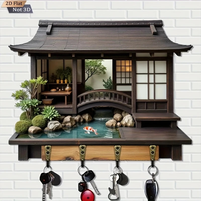 Wooden Key Hanger — Japanese Retro Style