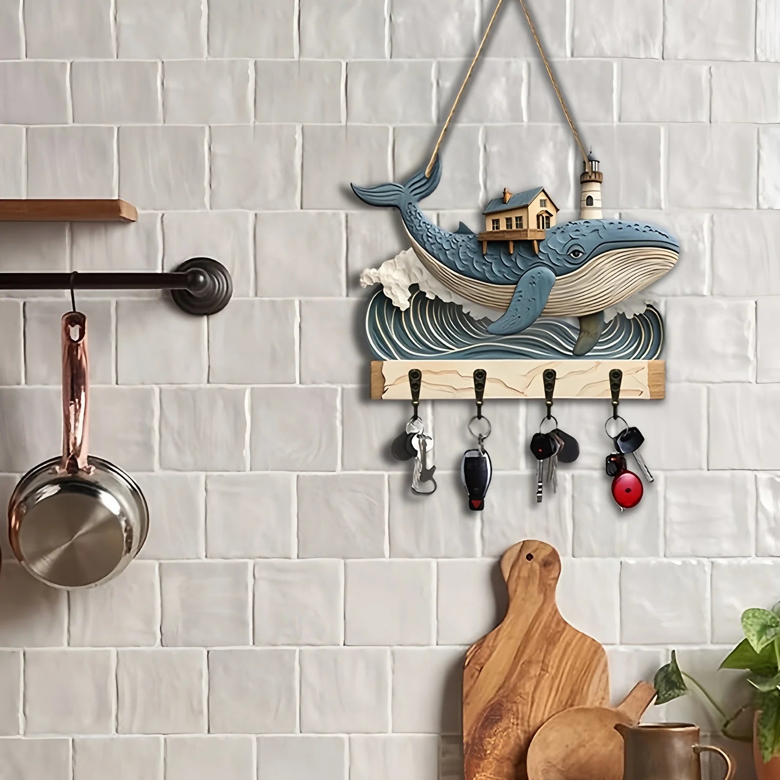 Whale Wooden Key Hanger — 2D Wall Decoration