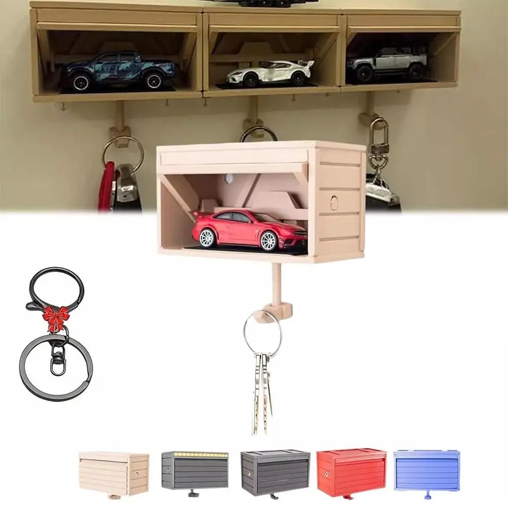 Miniature Garage Key Holder — Wall-Mounted with Opening Door