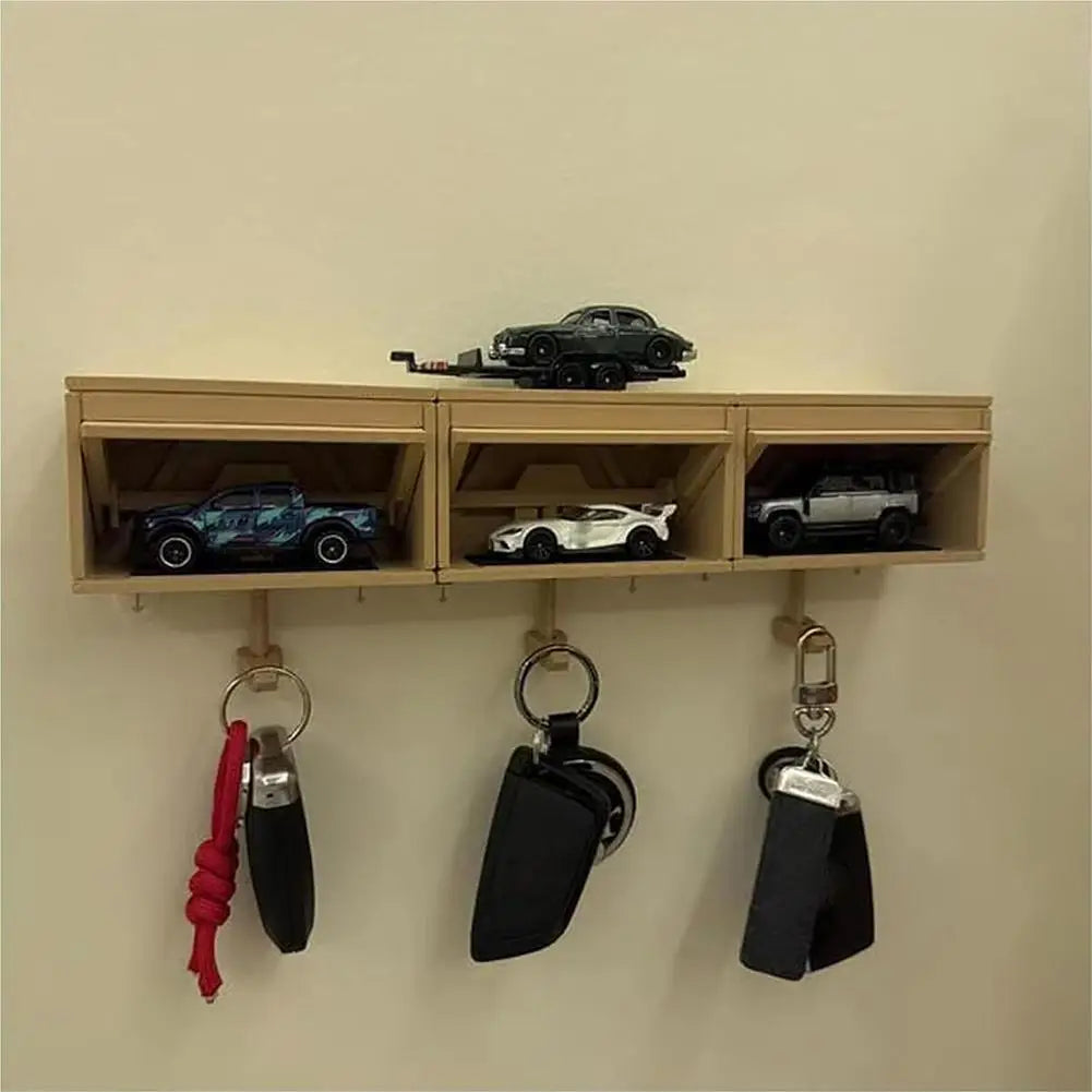 Miniature Garage Key Holder — Wall-Mounted with Opening Door