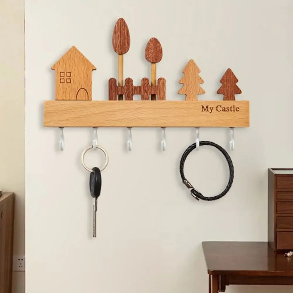 Rabbit Key Holder — Decorative Wooden Wall Hook
