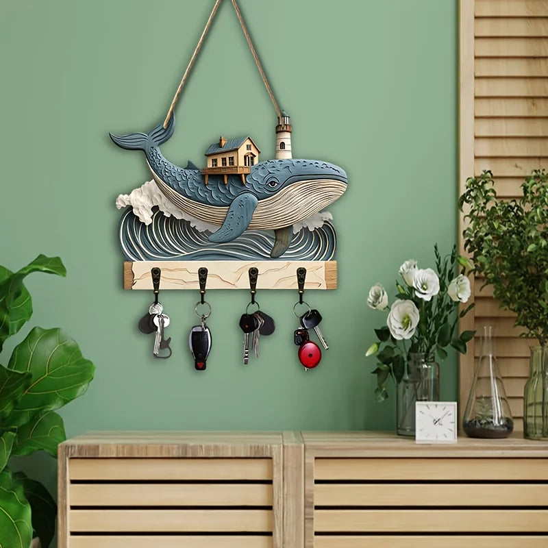 Whale Wooden Key Hanger — 2D Wall Decoration