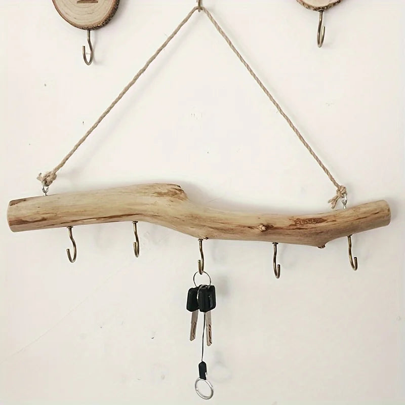 Driftwood Key & Jewelry Rack — Wall-Mounted Storage Hook