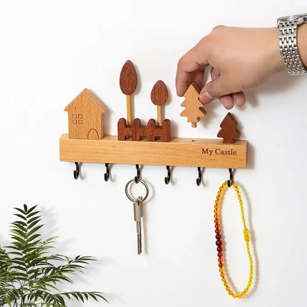 Rabbit Key Holder — Decorative Wooden Wall Hook