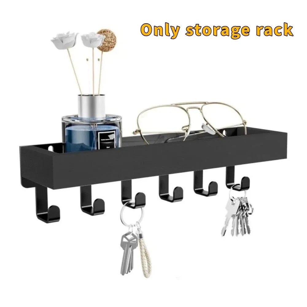 Wooden Key Rack — 6-Hook Organizer with Sunglasses Storage
